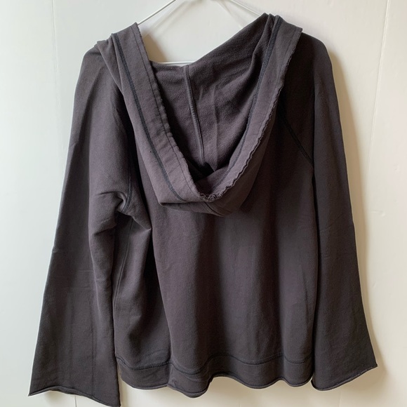 Sanctuary Nordstrom Bailey Lace Up Hoodie Dark Grey Black NEW - Picture 4 of 6